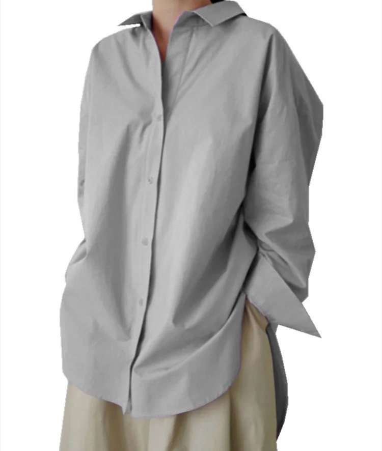 Fashion Denim Blue Shirts Women's Asymmetrical Blouse Casual Long Sleeve Blusas Female Button Down Tunic Loose Top supplier