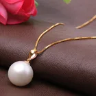 Grade Gold 7-7.5mm 3A Grade 18K Pure Yellow Gold Real Natural Seawater Japanese Akoya Pearl Pendant Necklace