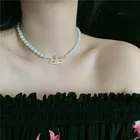 Charm Women Women Necklace Chic Rhinestone Pearl Pendant Charm Chain Necklace For Women Jewelry