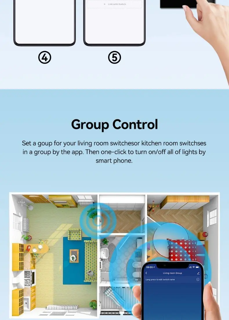 EU 1/2/3 Gang Tuya WiFi Smart RF433 Remote Control Touch Panel Wall Switch Support Voice Control