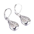 Earrings Drop Earrings Tree Earrings Blue Opal Tree Of Life Earrings Water Drop Shaped Clip-on Earrings