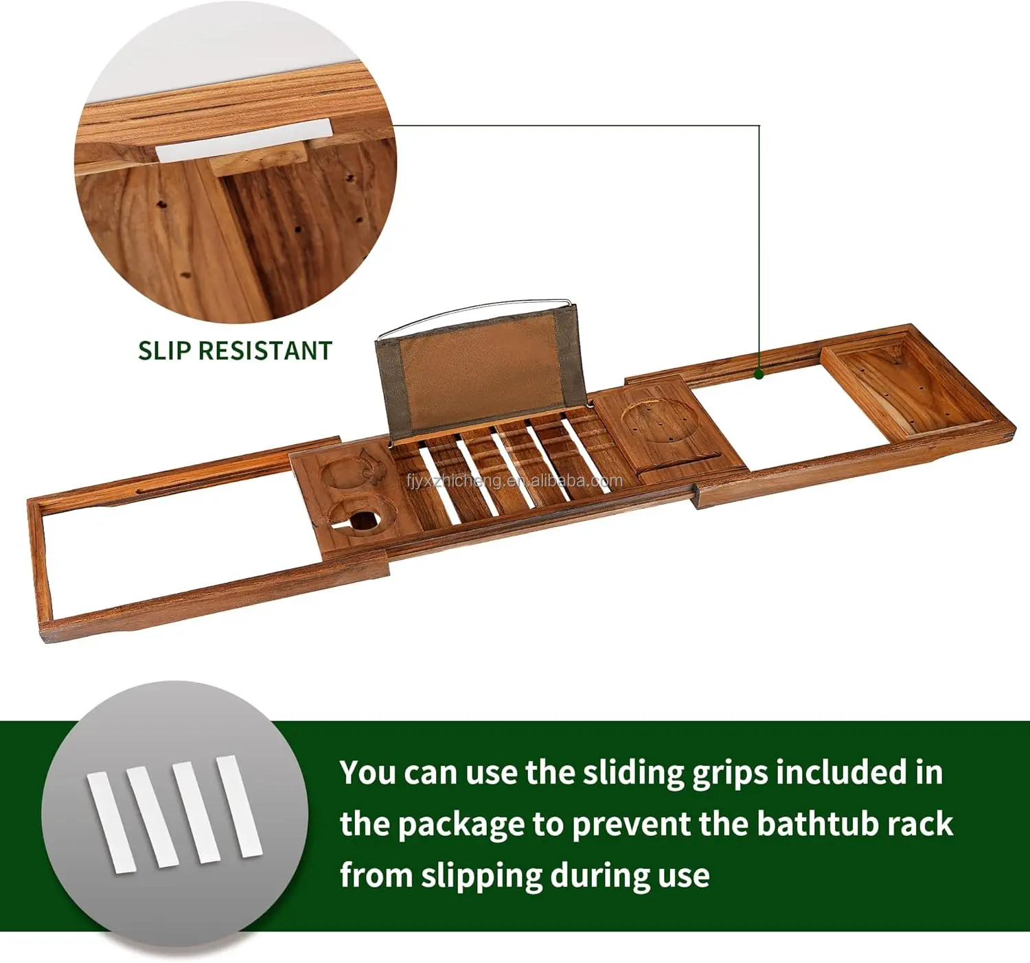 product premium teak bathtub tray expandable wooden bath tray for tub luxury bathtub bathroom accessories-6