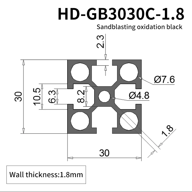 Industrial Extruded Black Aluminum Profile 3030 Aluminum Alloy Profile 3030 Equipment Frame Profile manufacture
