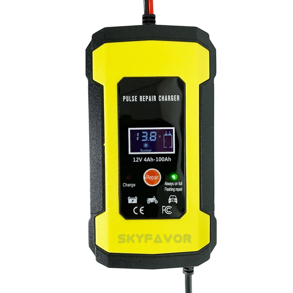 Factory price 12V battery charger 12V 6A automatic pulse repair lead acid gel agm vrla Universal motorcycle car battery charger
