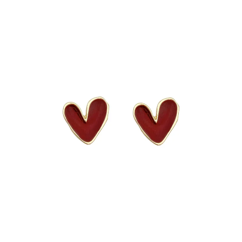 simple love earrings female 2022 year new trend temperament exquisite small light luxury ear studs