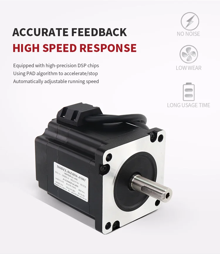 product hanpose high quality nema34 motor 2 phase 18 6a nema 34 hybrid closed loop stepper motor 86eh80-6