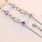 Heart Silver Heart To Heart Shape With Zircon S925 Sterling Silver Bracelace