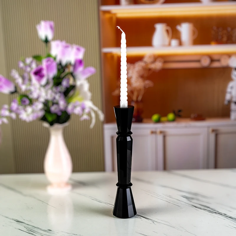product small bridge high quality black pillar candle holder for wedding home decoration candle holder-5