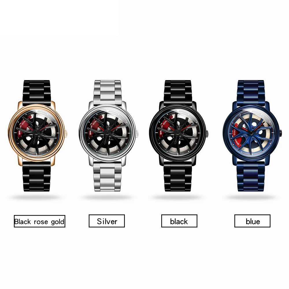 Custom Wheel Dial Car Watches Design Car Wrist Watch Brake Disc Instrument Panel Print Rotating Watch