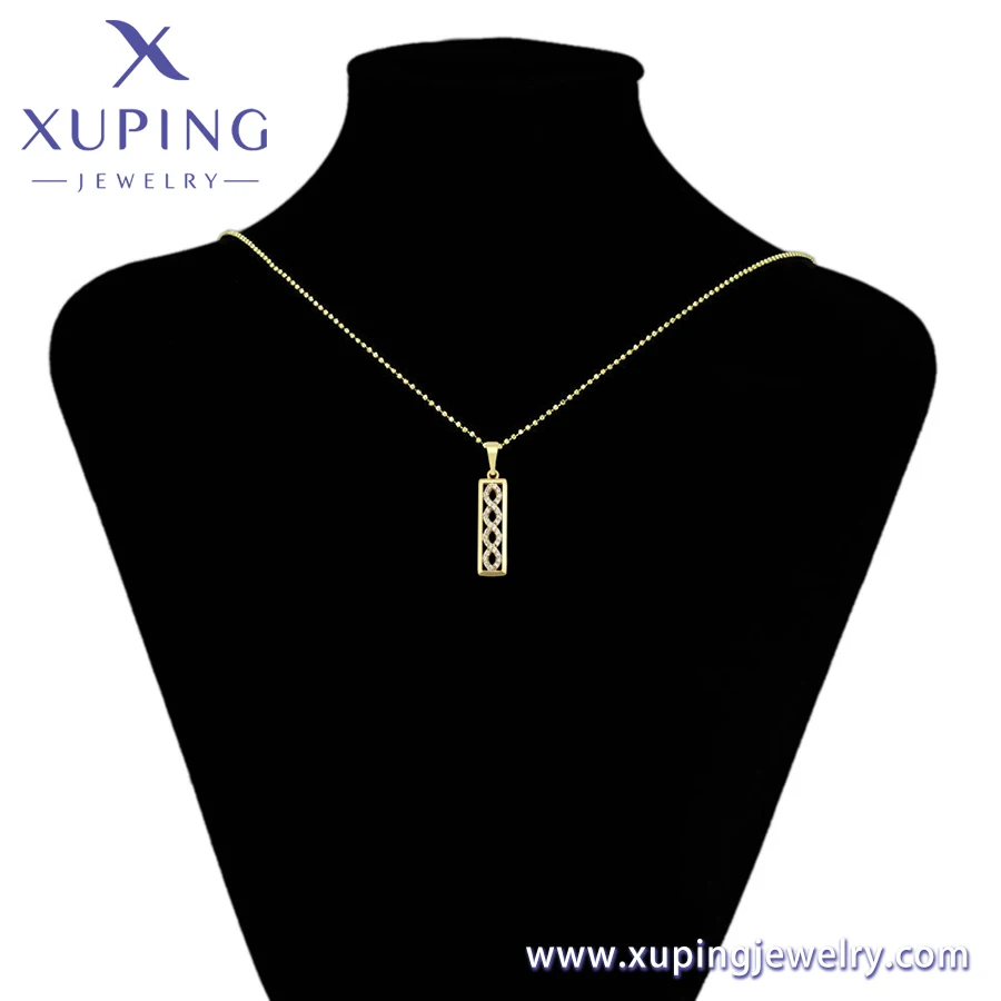 S00128330 XUPING Jewelry Trendy 14K gold color Spiral pattern Square stamp show girls Copper gold plated jewelry pendants