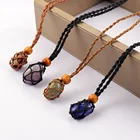 Necklace Wholesale Cord Empty Crystal Holder Necklace Quartz Raw Stone Pendant Rope Natural Stone Necklace