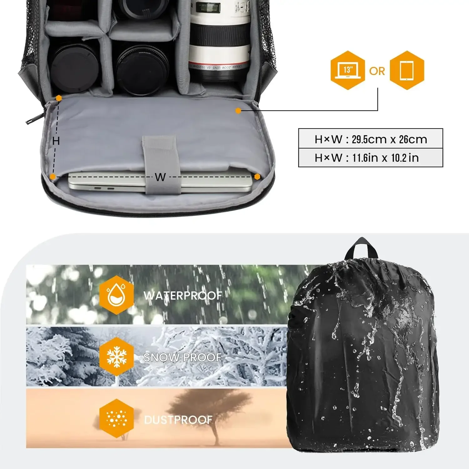 TINYAT Factory Customizable logo SLR Camera Backpack Waterproof  Professional Camera Backpack Bag factory