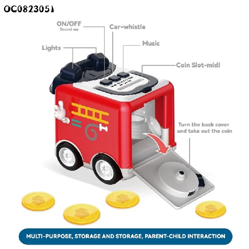 Musical lighted up car digital coin counting piggy bank money saving box