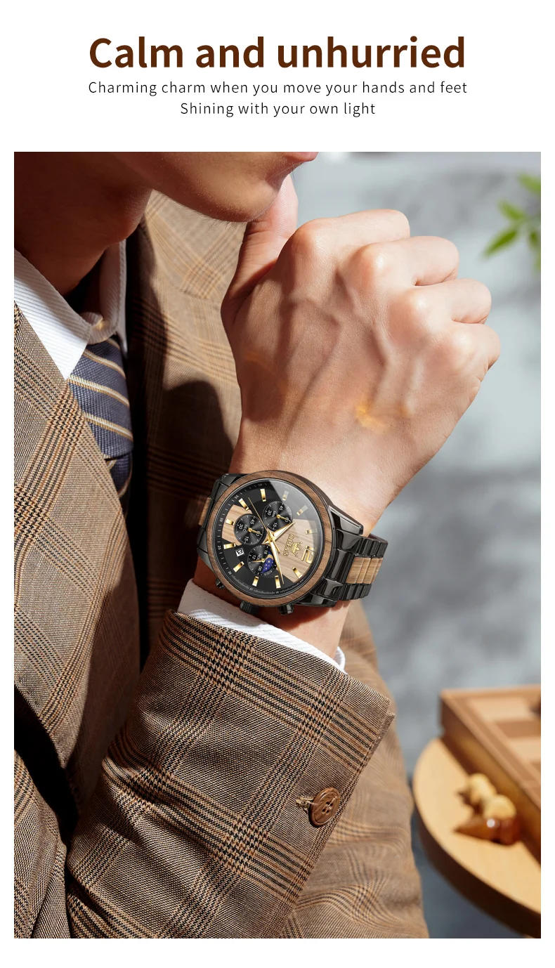 Olevs 3645 Luxury Man Watches Waterproof Luminous Hands Calendar Chronograph Quartz Wristwatch for Men Montre Relojes Homme Uhr