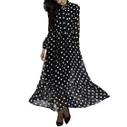 Long Hot Sale Women Clothing Lady Sexy Long Sleeve Chiffon Dot Ladies Clothes Elegant Casual Maxi Dresses