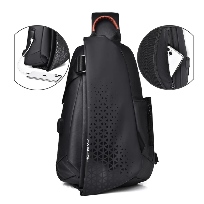 Men's chest bag Sports backpack USB charging Badminton racket backpack Athletic fashion shoulder bag