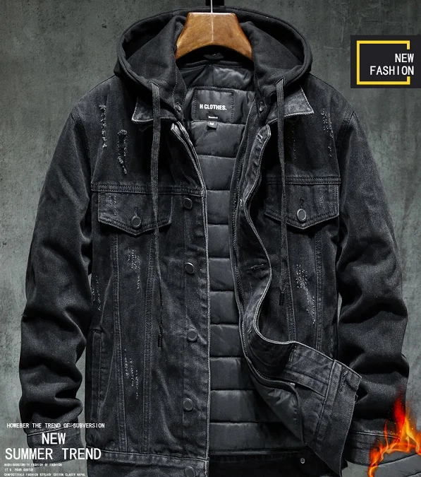 Black Waterproof Warm Denim Winter Men 