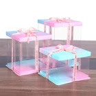 Color Box Newest Gradient Color Lid And White Bottom Clear Plastic Transparent Cake Box