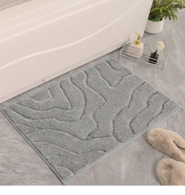 Bathroom Carpets Shaggy Soft Nonslip Floor Carpets Non-Slip Bath Floor Mat Microfiber Flocked Bath Mat manufacture