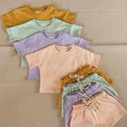 2021 Summer 1-5 Year Old Boys And Girls Half Sleeve Top And Shorts 2 Piece Set