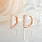 Earrings Earrings Fashion Geometric 18k Rose Gold Irregular Cubic Zircon Earrings Custom Stud Hoop Earrings 2021