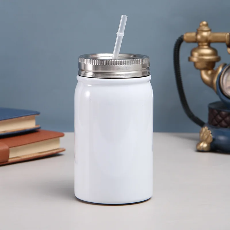 Factory direct sell 500ml 17oz Popular double wall Stainless Steel Sublimation blank vacuum cup can with lid and straw