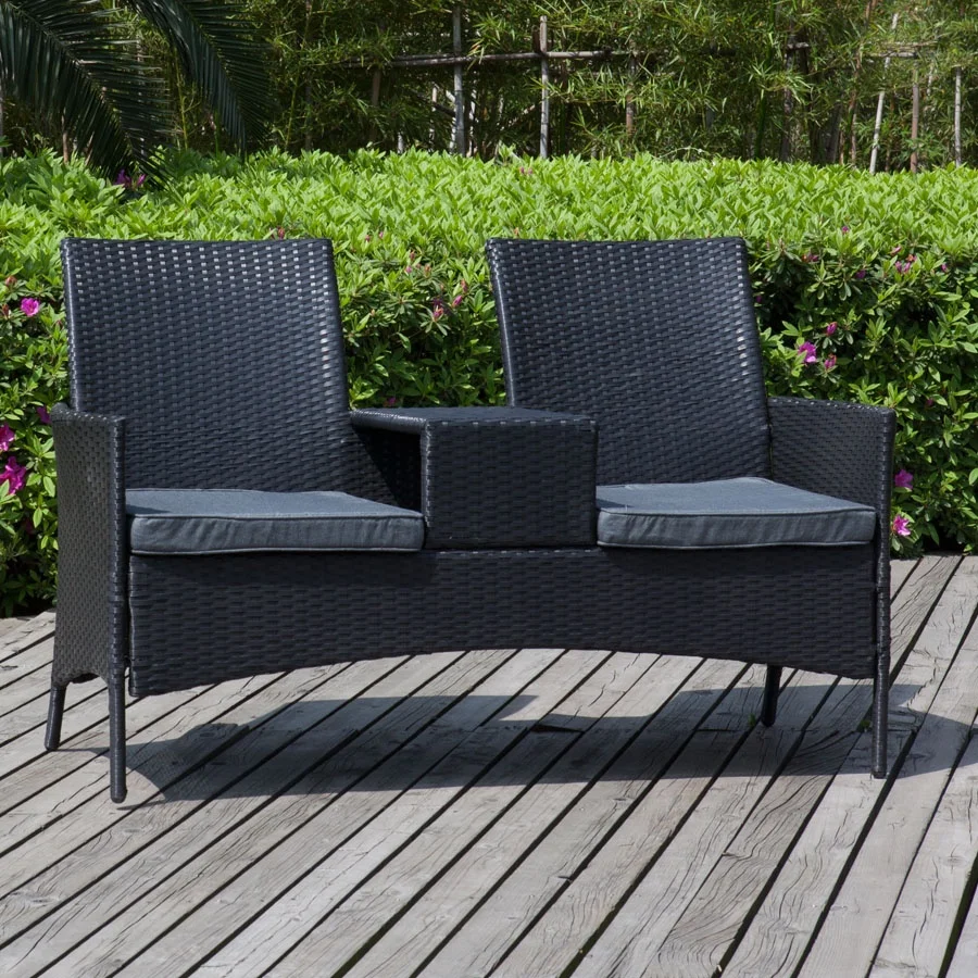 rattan love bench