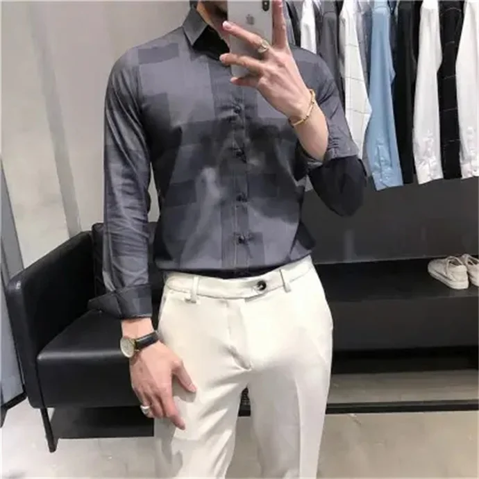 Wholesale high quality white shirt men long sleeve slim solid color professional business wear white men suit shirt