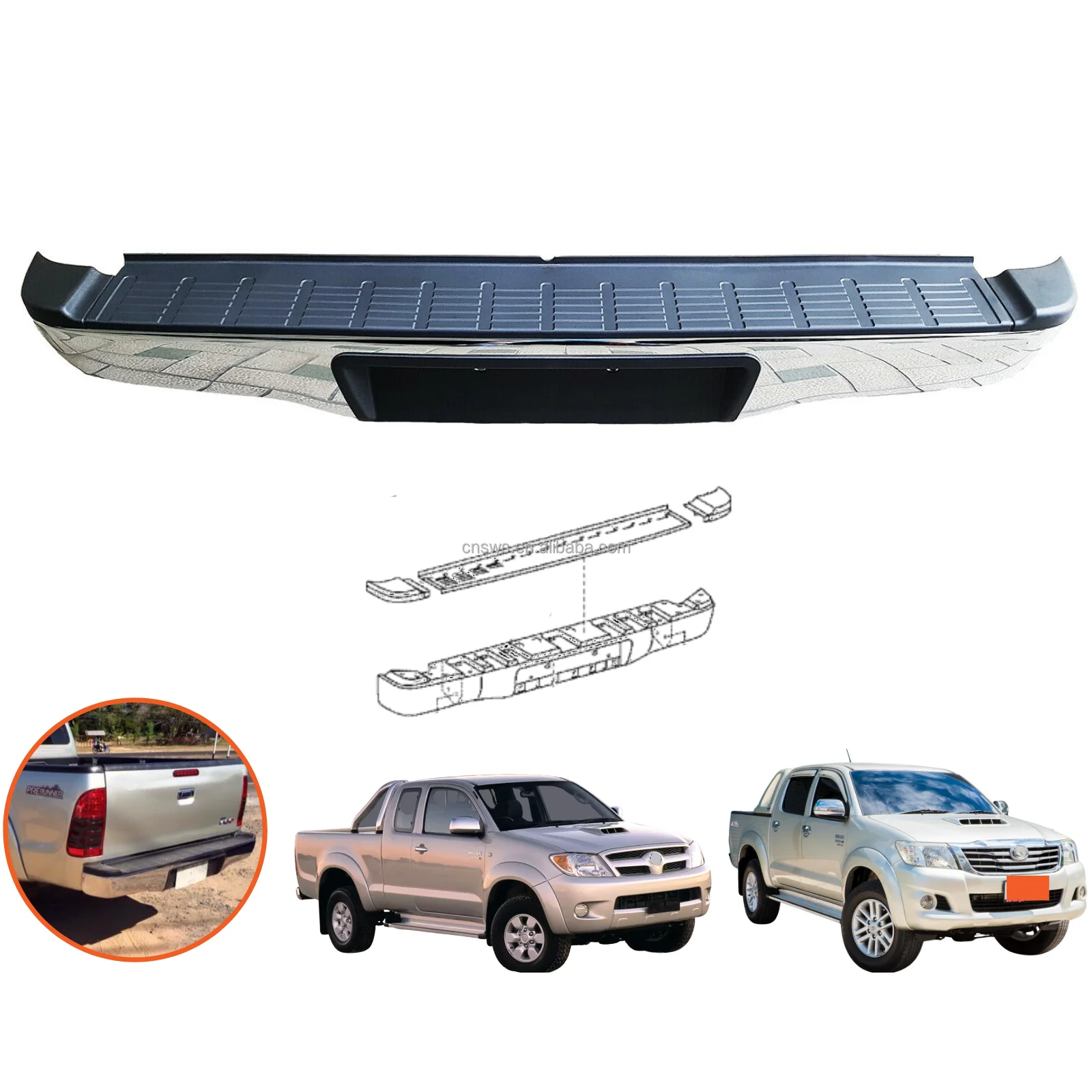 Producto OEM, piezas de automóvil, kit de carrocería, cubierta de parachoques trasero para Toyota Hilux 2008 VIGO-35