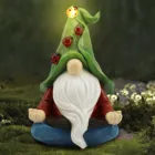 Custom Resin Gnome Figurine Solar Powered LED Outdoor Decor Light Outdoor Garden Gnome Statue For Ornament Gift