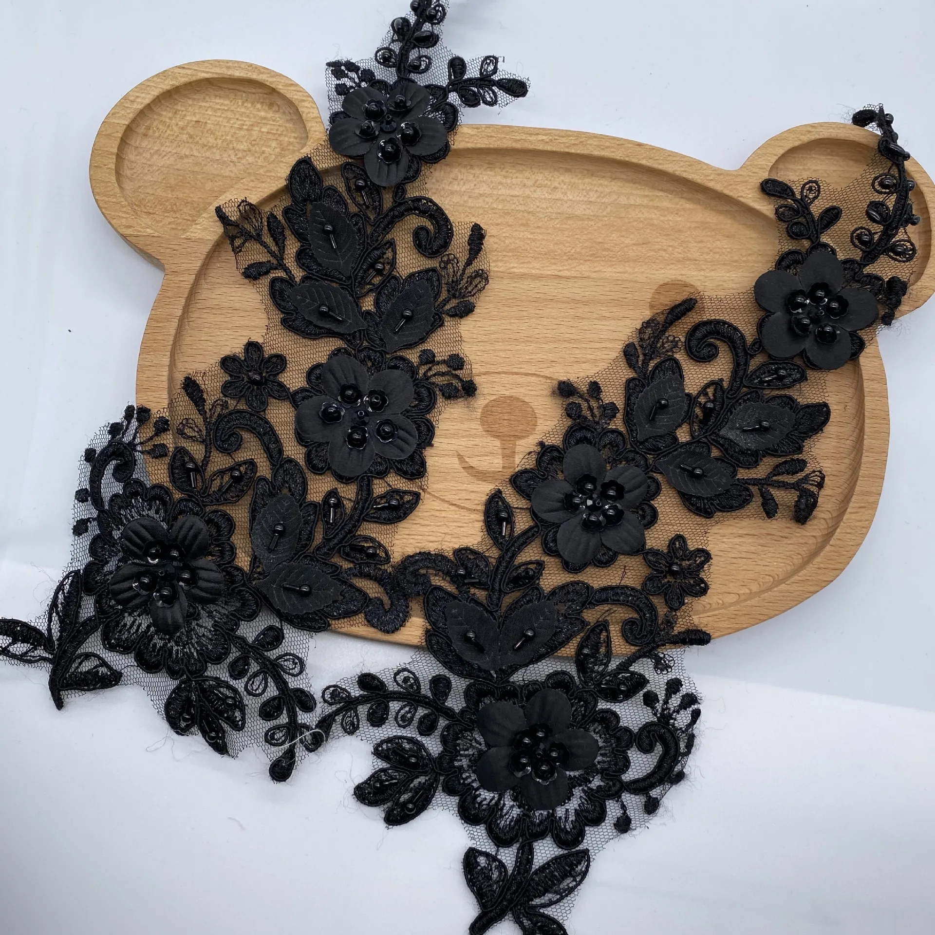 Sequin Flower 3D Applique 10 Pieces 1 Diameter Black 