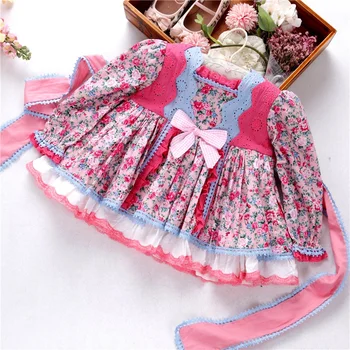 winter baby girl long sleeve dresses vintage kids christmas outfit red long sleeve spanish fall Lolita boutiques wholesale