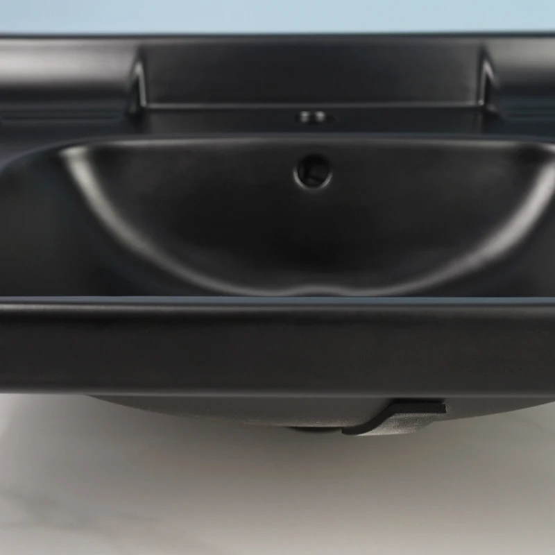 Tarpul Hot Selling Modern Hotel Ceramic Bathroom Vanity Cabinet Rectangular Mat Black Sink Basin Overflow Basin Overflow details