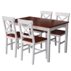 Hot Sale Modern Dining Room Sets Melamine Coated Pine Wood Small Dinning Table Set With 4 Crossback Chairs