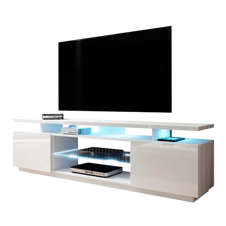 Hot selling crystal black tv wall cabinet living room furniture acrylic tv stands with led lighting for bedroom
