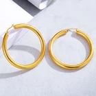Hoop 18K Real Gold Large Popular Hollow Simple Hot Selling Stainless Steel Hoop Earrings For Mother Day Gift