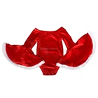 New 2021 New Christmas Red Velvet 1 Shoulder Baby Girls Romper Bell Sleeve Toddler Infant Leotards