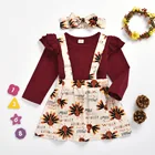 Turkey Amazon Thanksgiving Turkey Backband Dress Fall Long Sleeve T-Shirt Girls Set