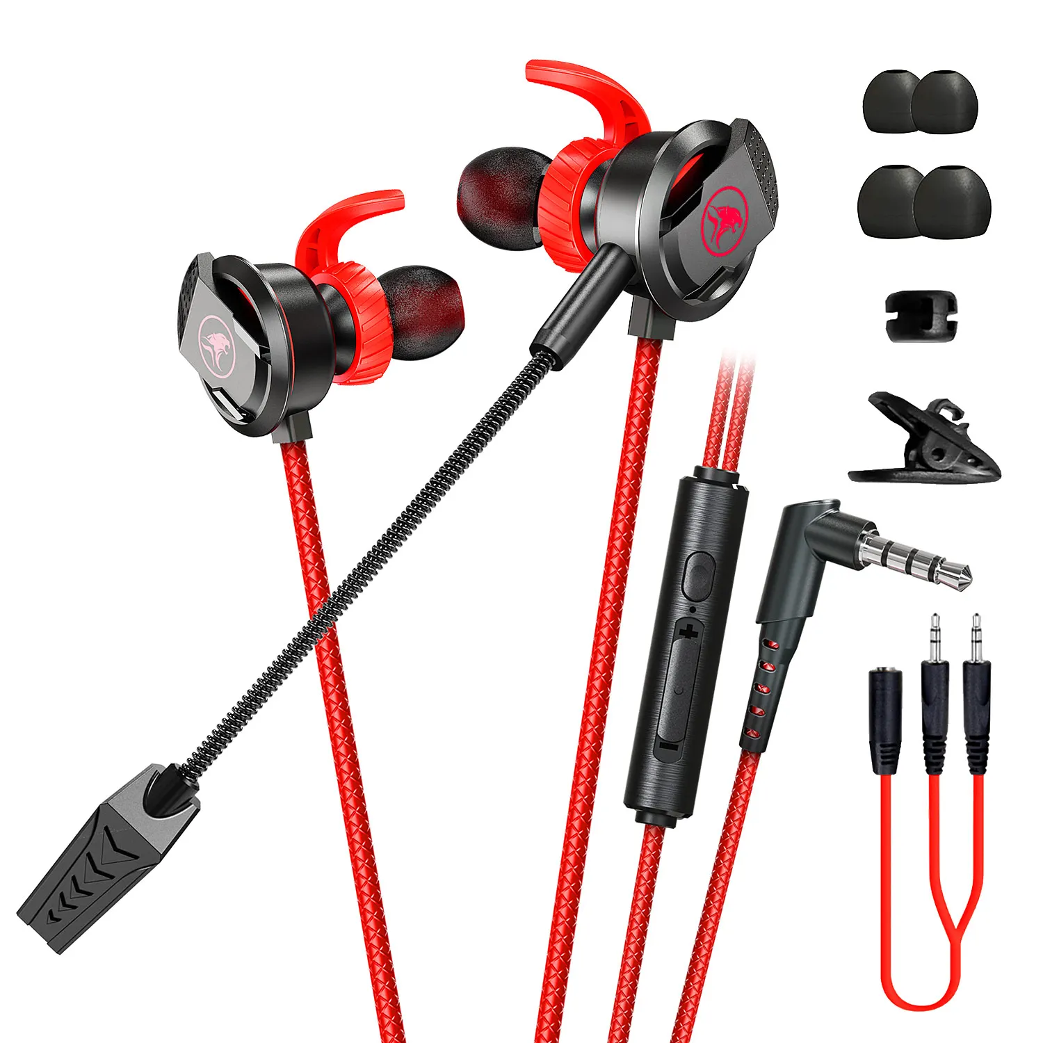 plextone wired gaming earphone with detachable long microphone