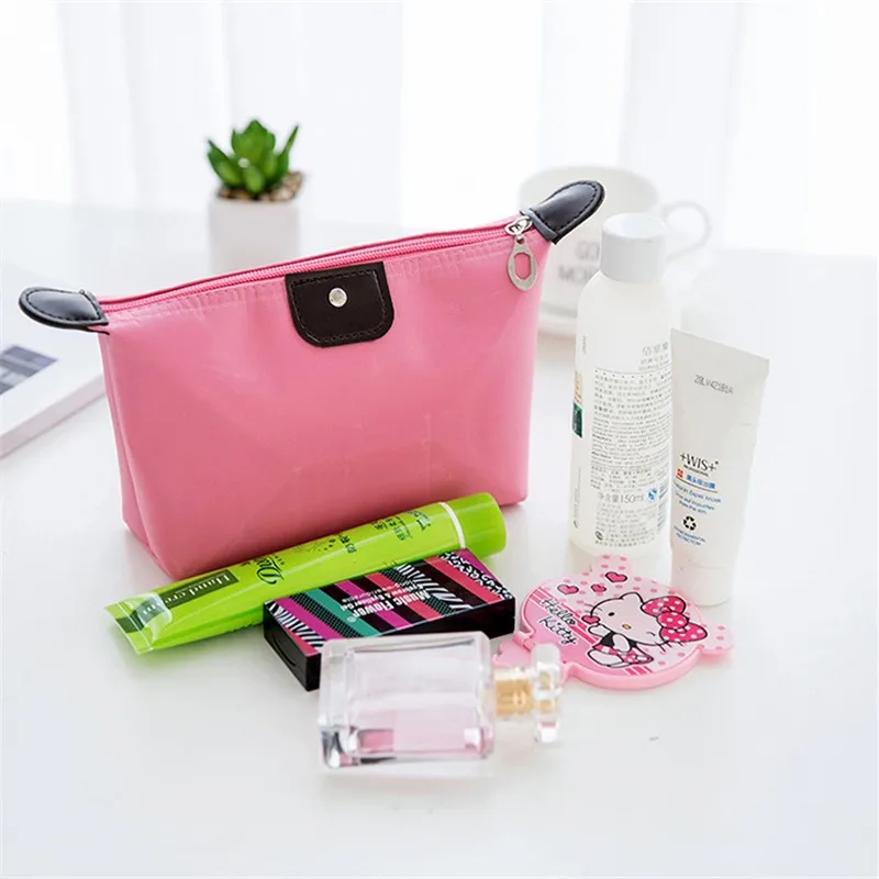 2024  candy color promotional travel makeup beauty bag custom label nylon toiletry make up bag clear cosmetic bag