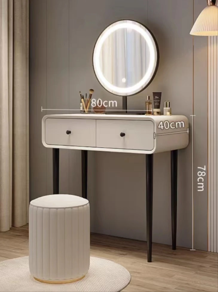 Modern Furniture Adjustable Dressing Table With Mirror Wooden Make Up Table With Led Light Hotel Apartment Bedroom Set