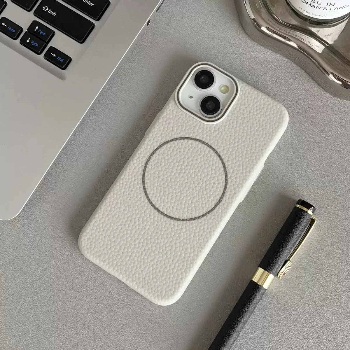 product laudtec new color fine magnetic litchi pattern tpu phone case with velvet lining full coverage suitable for iphone 16-3