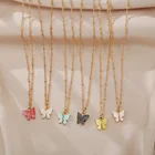 Pendant 50641 Retro Girlfriend Solid Cross Round Pentagram Pendant Rose Gold Butterfly Heart Necklace