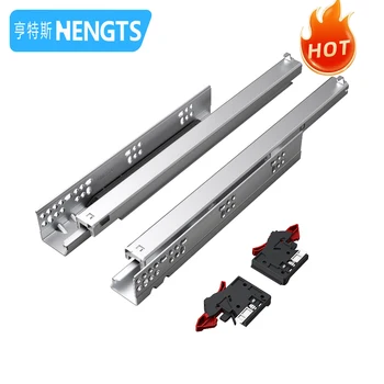 Wholesale 3D Handle Undermount Soft Close Drawer Runners 3-Fold Steel Synchronise Slide for Drawers Cabinet Furniture Home Use