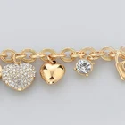 Charm High Quality Longway Jewelry Heart Crystal Charm Bracelets Gold Plated Key Pendant Heart Bracelet Women