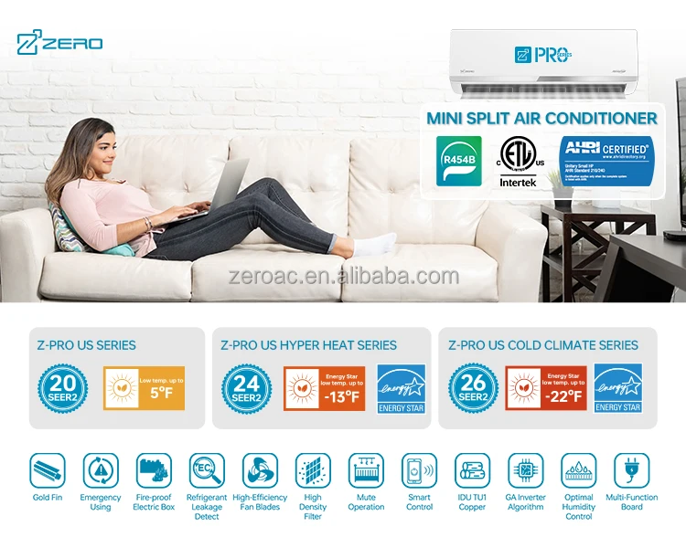 Split Air Conditioner, 9000-36000btu, ZERO, ETL, AHRI - detail 4