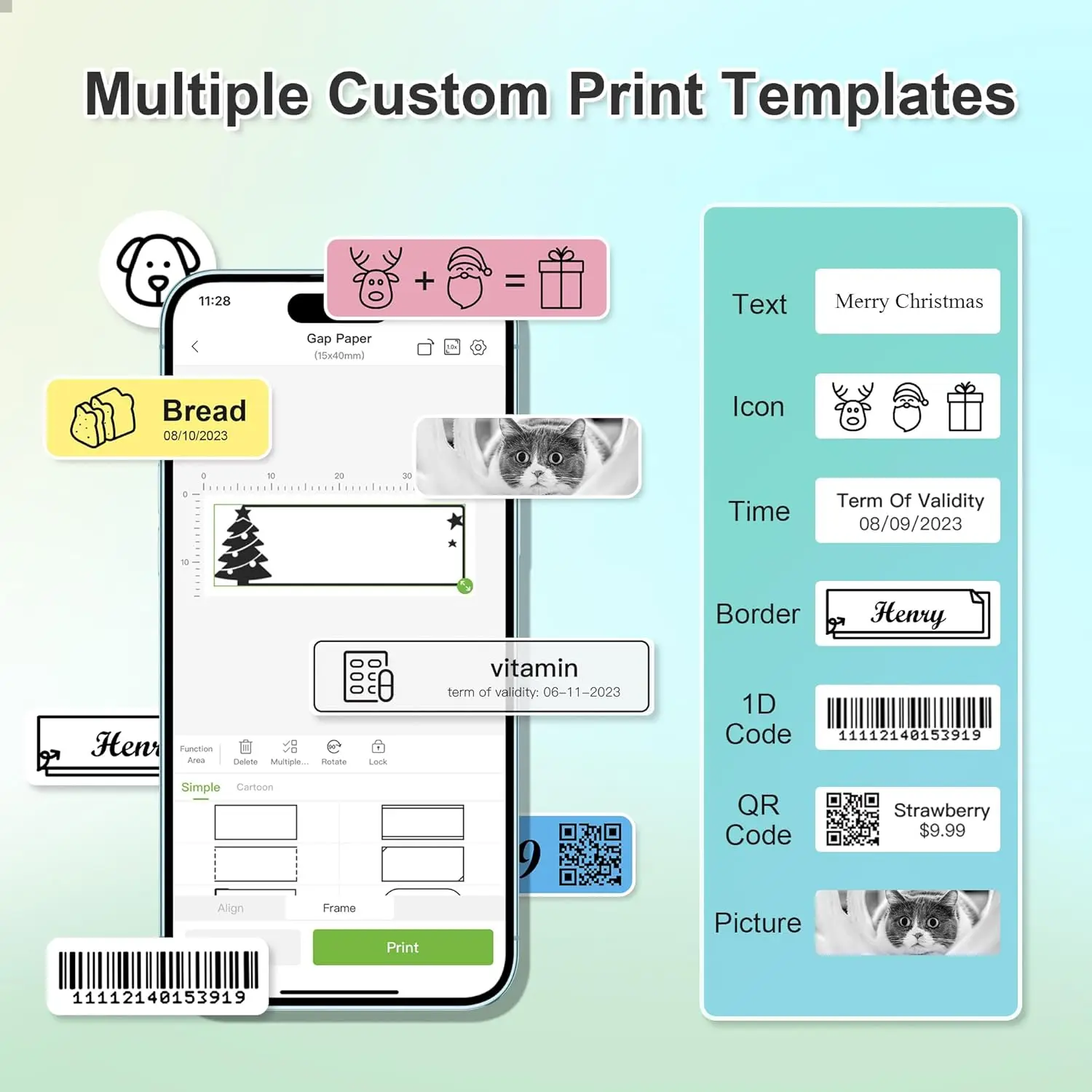 Label Maker Machine with Tape, P21 Portable Bluetoolth Label Printer, Wireless Built-in Cutter Sticker Maker Mini Label Makers