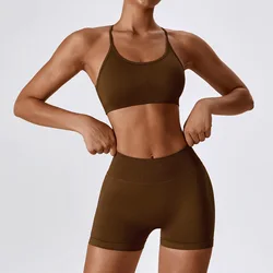 ECBC  Vetements Femme Custom Logo Fitness Yoga Wear Running Workout Yoga Suit Seamless Sport Bra And Shorts Set