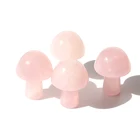 Gemstone Wholesale Small Natural Gemstone Rose Quartz Carving Crafts Crystal Mushrooms For Home Decor