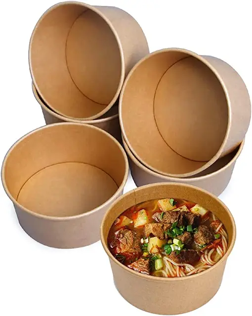 Factory Wholesale Round shape paper bowl with lid disposable biodegradable paper bowl for salad